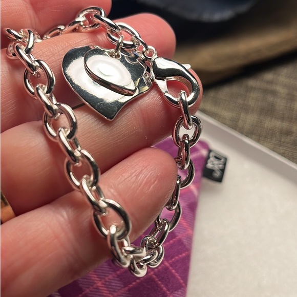 2176-HCT Adjustable 8” Chained Double Heart Charms,Silver Metal Color Bracelet - Picture 3 of 13